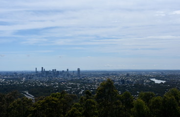 The panoramic view of Brisbane from Mt-Coot-Tha Lookout, Queensland, Australia