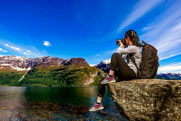 Naklejka premium Nature photographer Norway Lofoten archipelago.