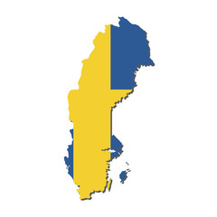 Sweden Map Flag,Sweden Map with Flag Vector