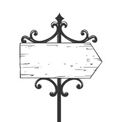 Old urban road signpost engraving vector © Oleksandr Pokusai