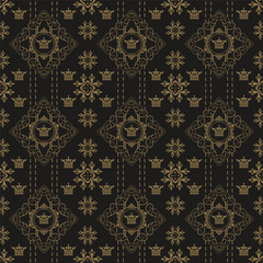 Vintage royal pattern with vector damask seamless pattern. Baroque damask pattern vector. Seamless baroque style damask background.