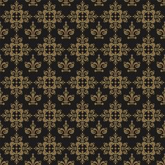 Vintage wallpaper pattern with vector damask seamless pattern. Baroque damask pattern vector. Seamless baroque style damask background