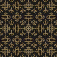 Vintage wallpaper pattern with vector damask seamless pattern. Baroque damask pattern vector. Seamless baroque style damask background