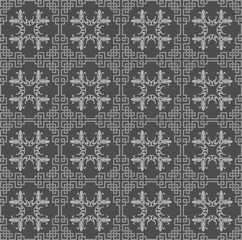Chinese template with asian decorative background on dark background for decorative design. Seamless pattern dark ornament. Chinese flower pattern seamless vector.