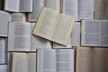 Open books top view. Library and literature concept. Education and knowledge background. Vintage...