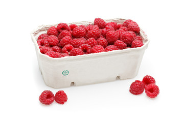 raspberry berries isolated on white