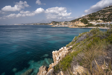 Fototapeta na wymiar Between Altea and Calpe the Mascarat beach area with its turquoise water beaches,Altea,Costa Blanca,Alicante province,Spain