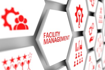 Facility management concept cell blurred background 3d illustration
