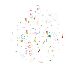 Trendy Xmas Party Tinsel Vector Foil Confetti Cool Foil Border Fireworks Explosion, Blast, Burst, New Year, Christmas, Birthday Celebration. Cool Summer Coctail Party Colored Gradient Tinsel Confetti.