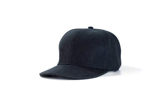 Black fashion and baseball cap isolated on white background.