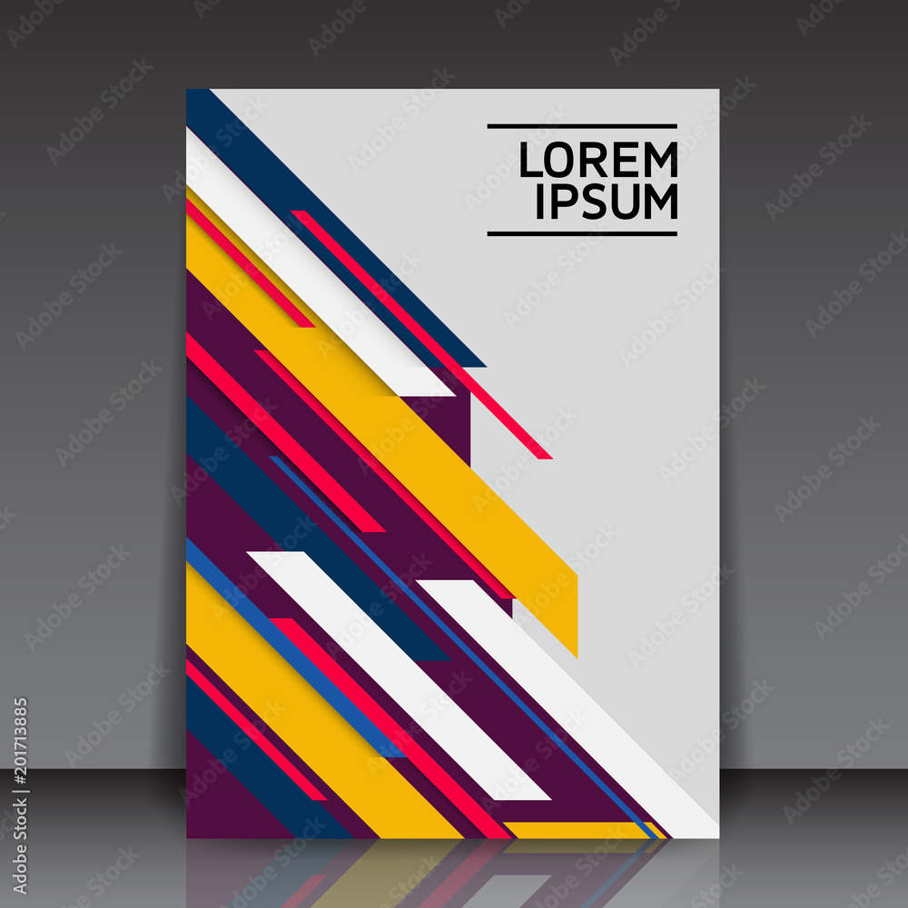 Poster abstract geometric flyer template with colorful diagonal lines - editable vector background