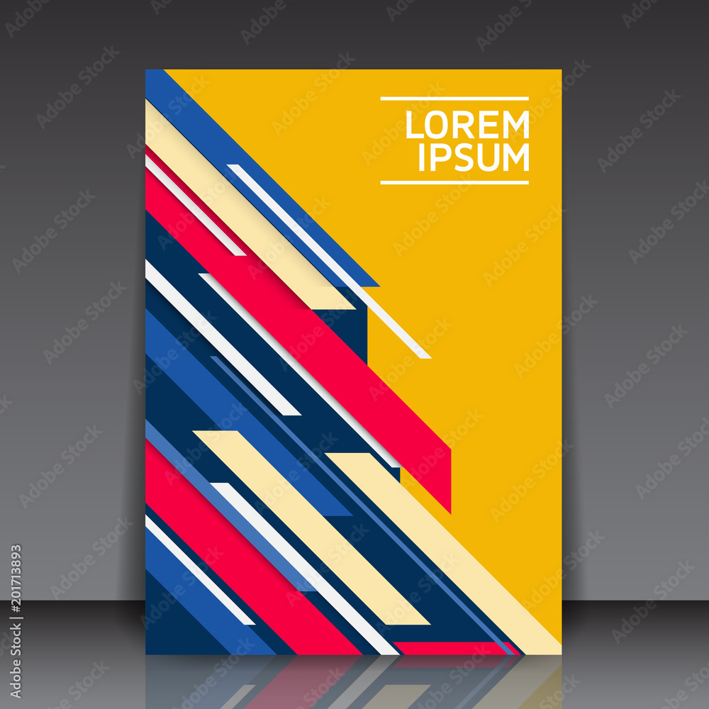 Poster abstract geometric flyer template with colorful diagonal lines - editable vector background