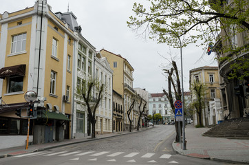 Streets of Varna, Bulgaria. Early spring.