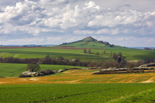 Panoramic view of the Desenberg in spring time
