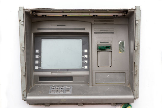 Street cash machine ATM. Display and control panel