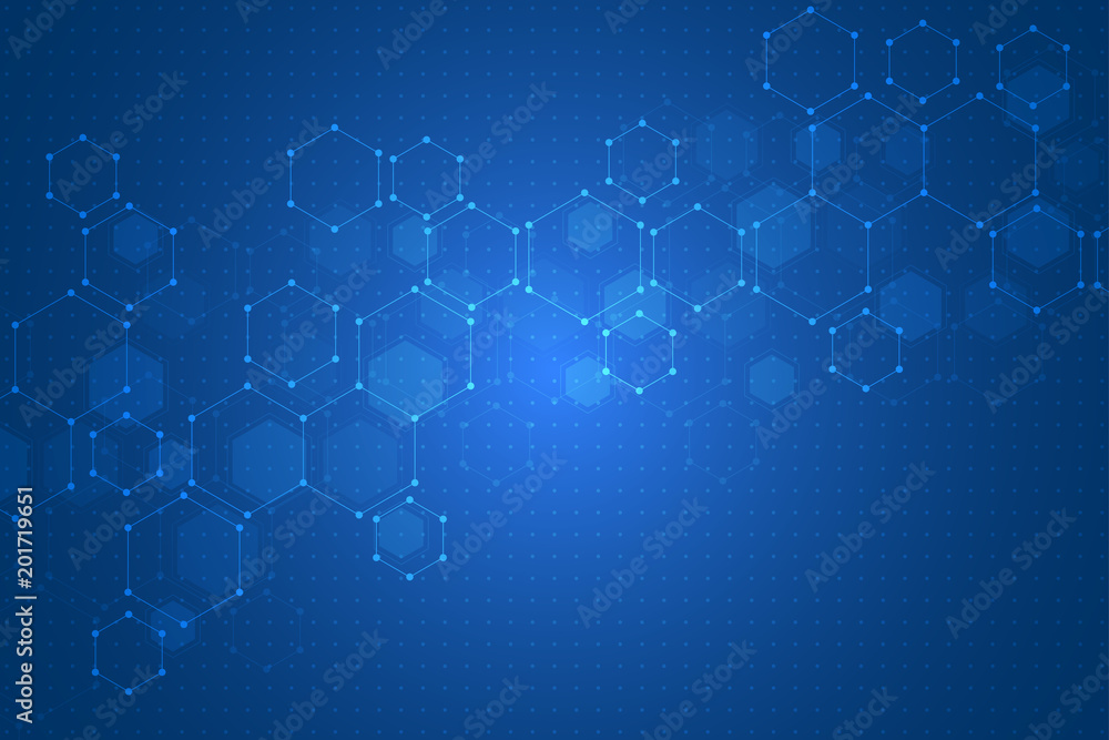 Wall mural hexagon background design. geometric abstract background with molecular structure.