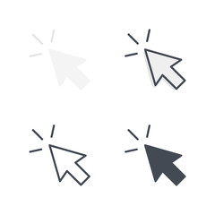Click support service flat icon vector line silhouette colored
