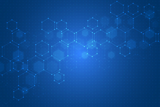 Hexagon background design. Geometric abstract background with molecular structure.