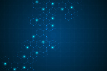 Hexagon background design. Geometric abstract background with molecular structure.