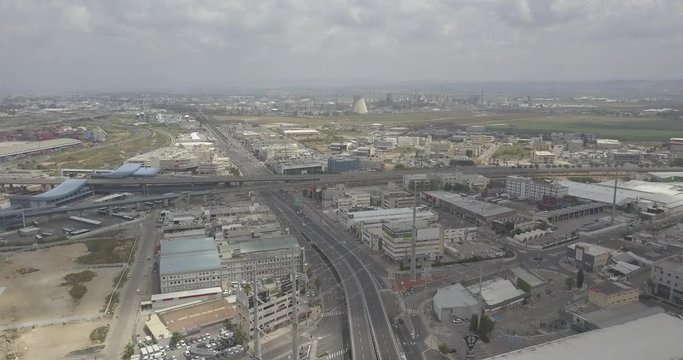 Haifa check post and industrial zone aerial drone footage 4k dlog flat