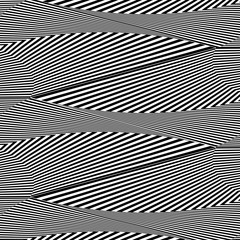 Abstract black and white striped background. Geometric pattern with visual distortion effect. Optical illusion. Op art.