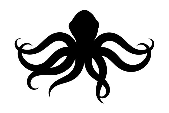 Octopus. Black silhouette