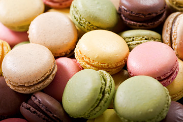 colorful macaroons as background