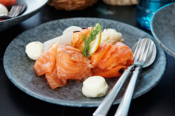 Salted and smoked salmon