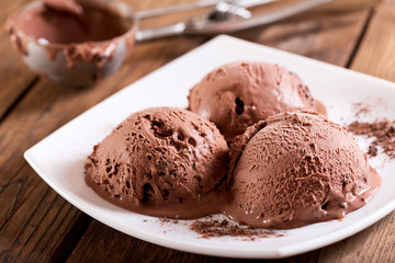 plate of chocolate ice cream