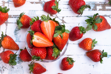 Fototapeta na wymiar Overhead strawberries