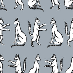 Seamless background of the white cats