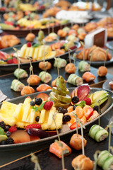 Fruits, patty cakes and small snacks