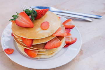 Pancake with strawberries