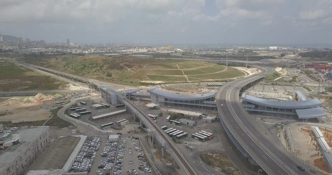 Haifa check post and industrial zone aerial drone footage 4k dlog flat