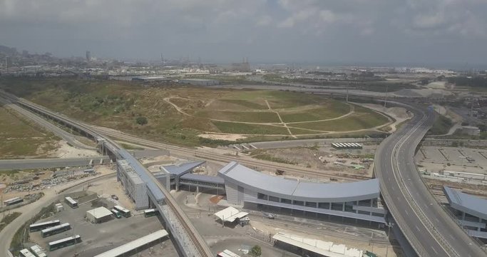 Haifa check post and industrial zone aerial drone footage 4k dlog flat