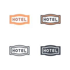 Sign hotel service flat icon vector line silhouette colored