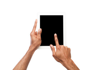 Holding and pointing on blank screen on tablet