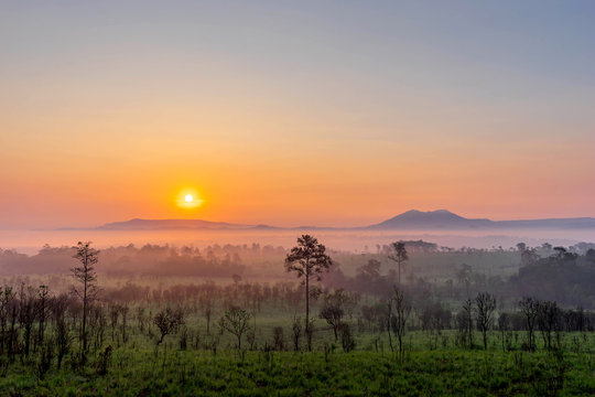 beautiful sunrise landscape mountain Thailand © suphaporn