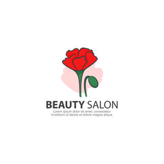 Beauty salon with poppy flower logo template