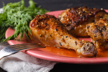 Roasted chicken legs with french mustard