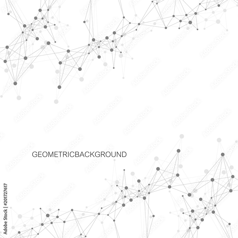 Fototapete Geometric abstract background with connected line and dots. Graphic background for your design. Vector illustration.