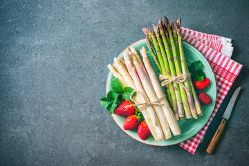 Green and white fresh asparagus