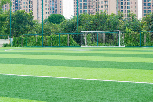 goal of an outdoor soccer field