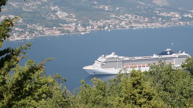 MSC cruise ship sailing into port -  28 August 2017 Bay of Kotor Montenegro