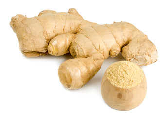 Ginger root isolated on white background