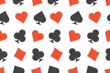 Card suits seamless pattern isolated on white background