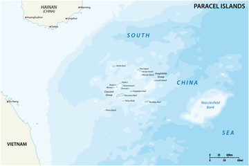 Map of the Paracel Islands controlled by China in the South China Sea