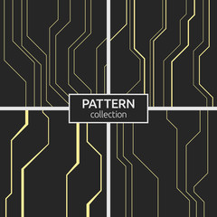 Set of four abstract vector seamless patterns of lines.