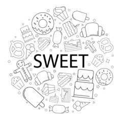 Vector sweet pattern with word. Sweet background