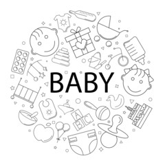 Vector baby pattern with word. Baby background